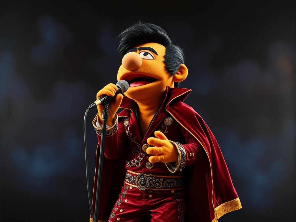 Elvis Muppet Velvet Painting Portrait