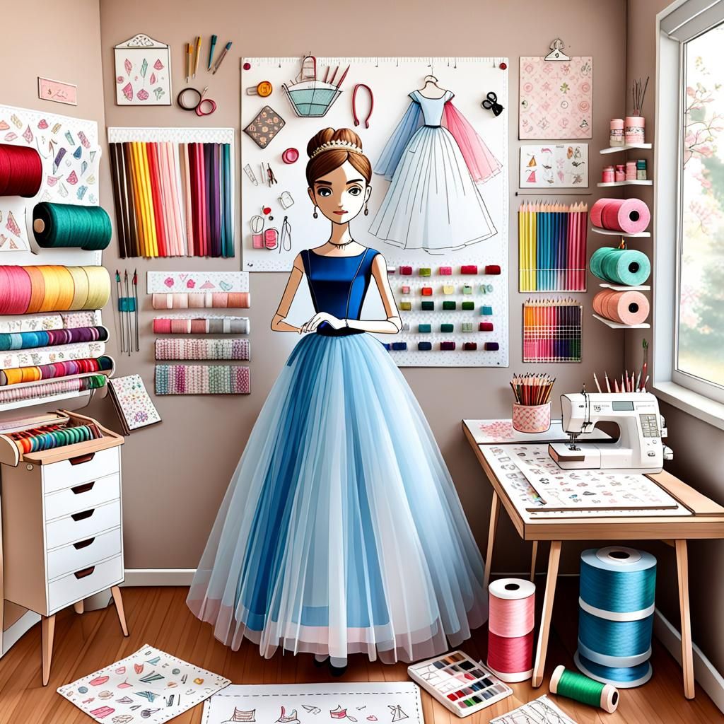 Detailed Craft Room with Mannequins in Artgerm Style