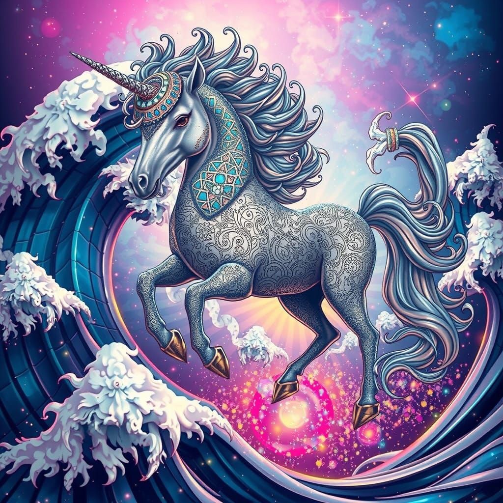 Ethereal Unicorn in Celestial Dreamscape