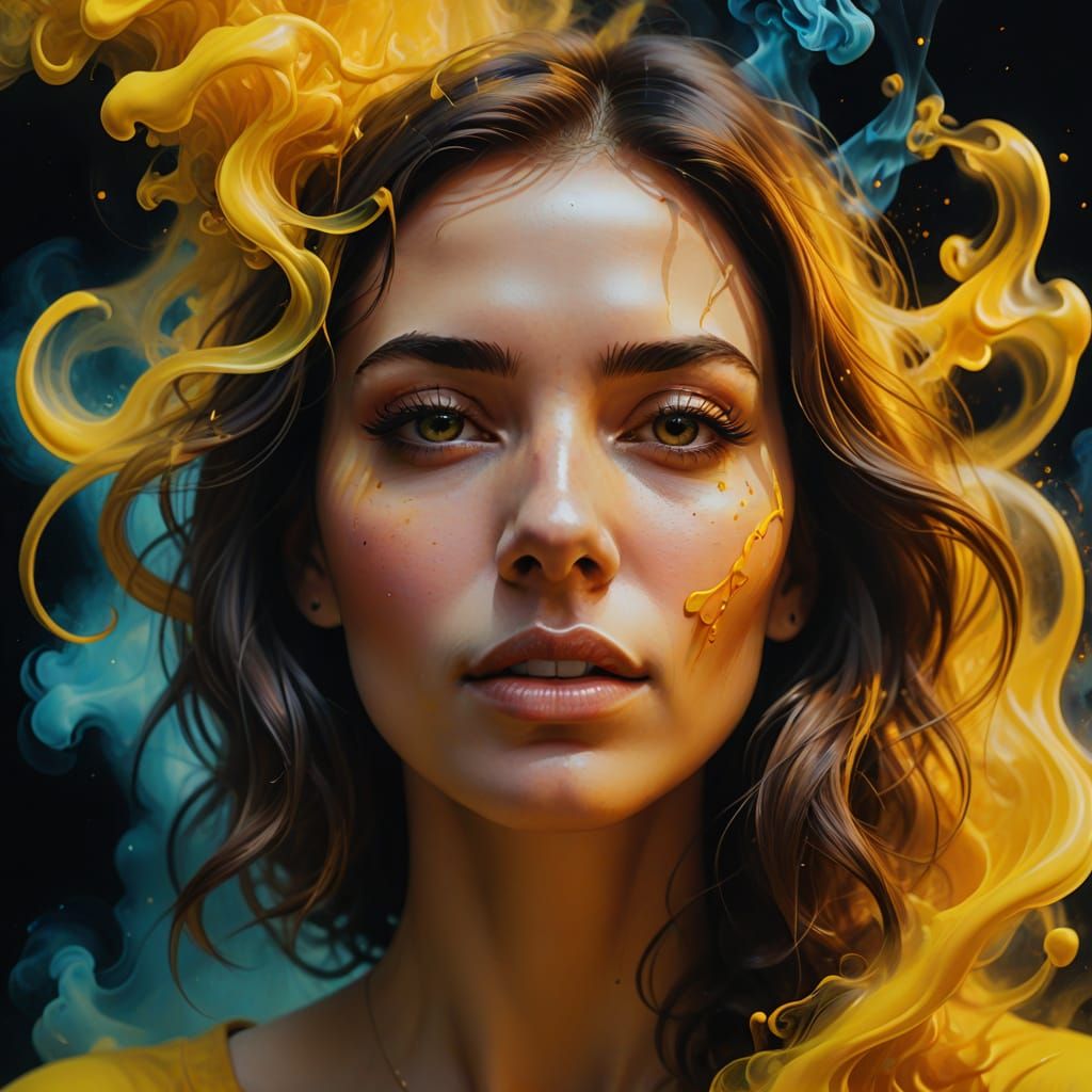 a painting of a young woman's face, ecstasy,
painted portrai...