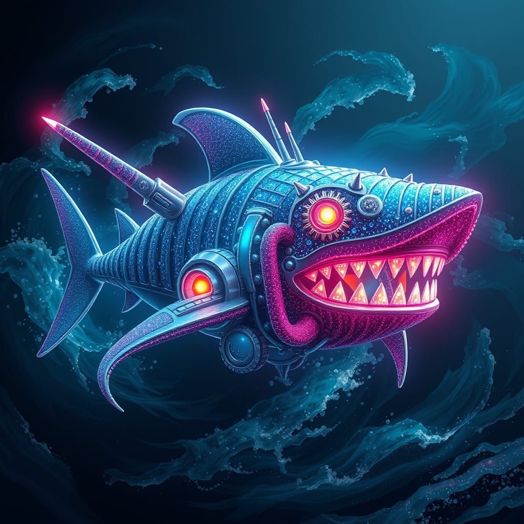 Glittery Sea-Hamster with Unicorn Powers in Digital Art