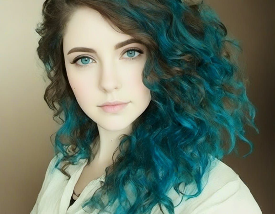 Artistic Watercolor Portrait with Turquoise and Teal