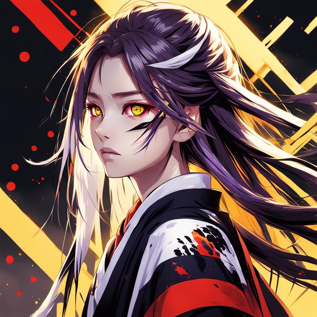Anime-Inspired Girl in Kimono with Heterochromatic Eyes