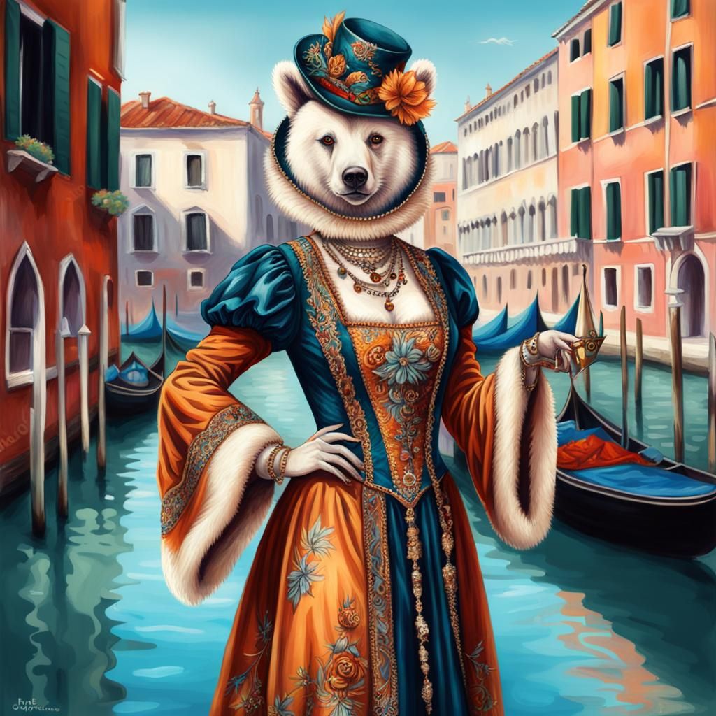 Bear-Woman in Venetian Carnival Costume