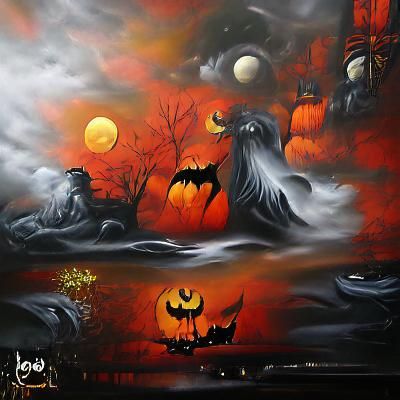 Dark Halloween Oil Painting on Canvas