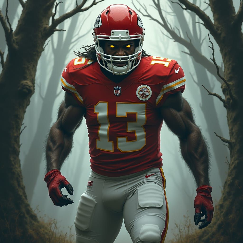 Dark Fantasy Quarterback: Heroic Mahomes in Fierce Forest