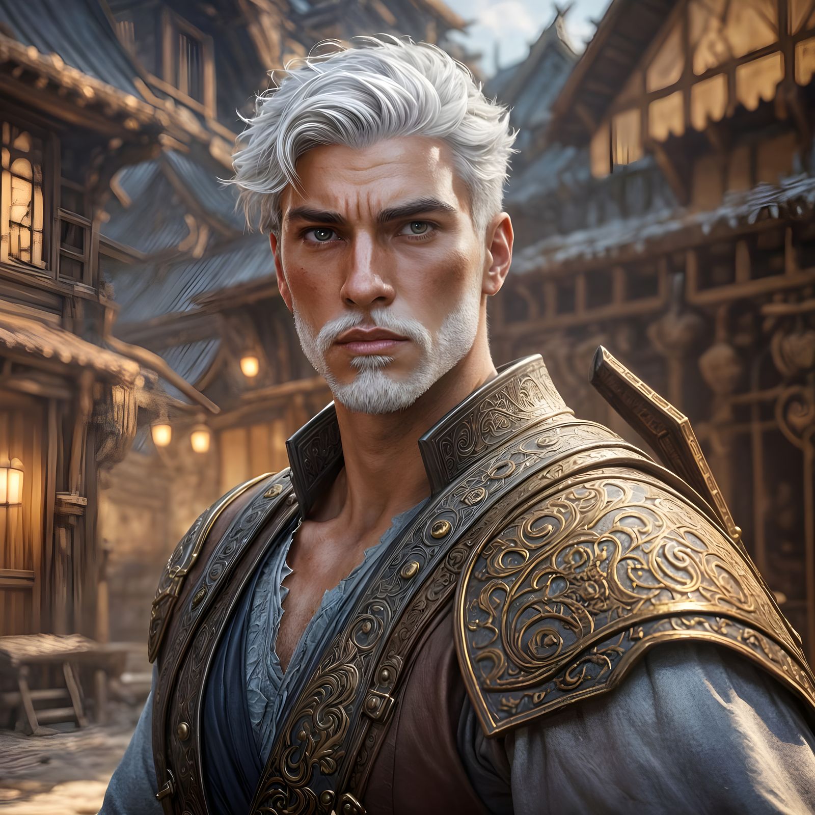 Fantasy Swordsman Portrait in Dynamic Lighting