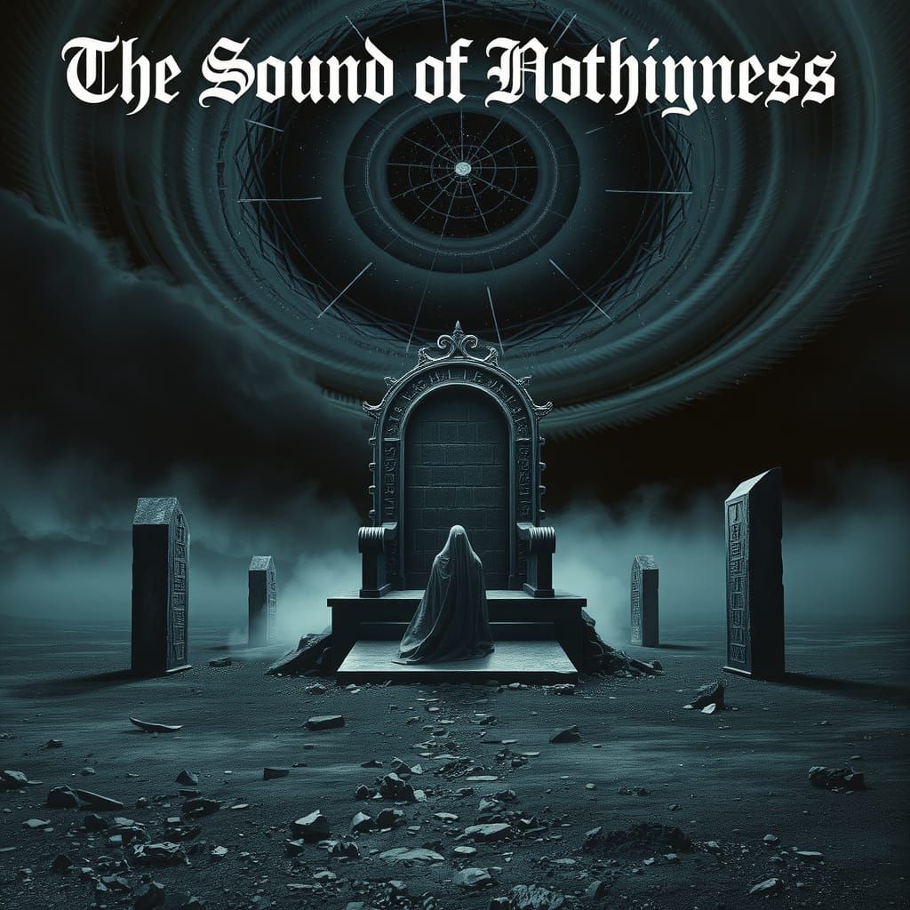 Haunting Doom Metal Album Cover in Beksiński Style