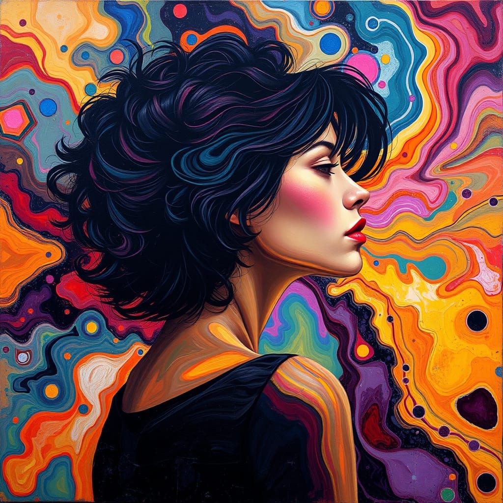 Synesthetic Shoulder Portrait in Vibrant Colors