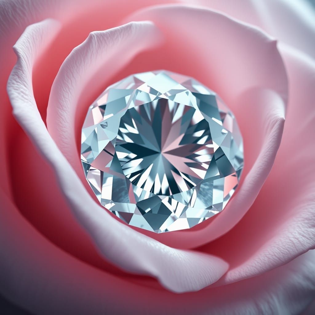 Diamond Rose Petal in Surrealist Style