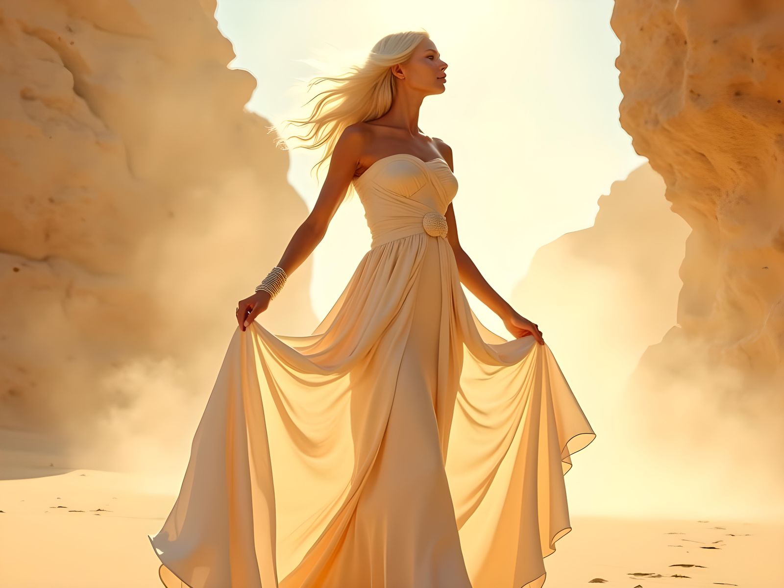 Gigantic White Copper Woman: A Digital Masterpiece