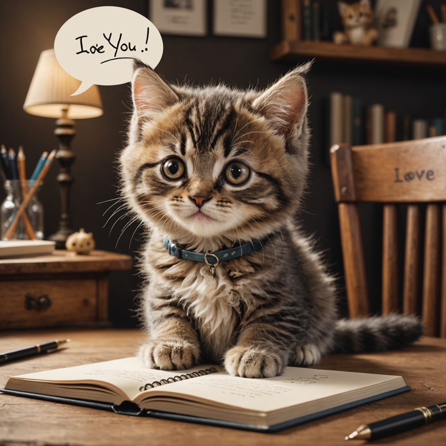 A highly realistic and heartwarming image of a fluffy kitten