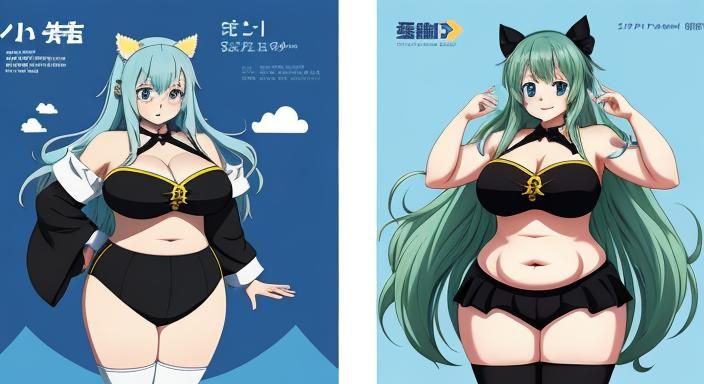 Anime Girl Transformation: Slim to Fat Comparison