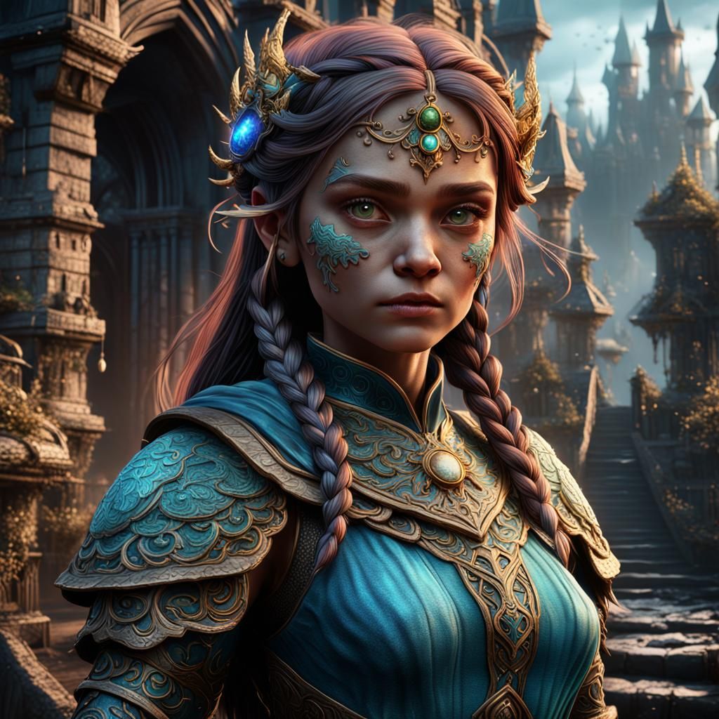 Detailed Matte Painting of Tabitha in Deep Color