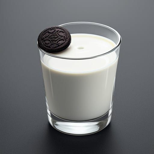 Colorful Glass of Milk with an Oreo Cookie in Pop Art Style