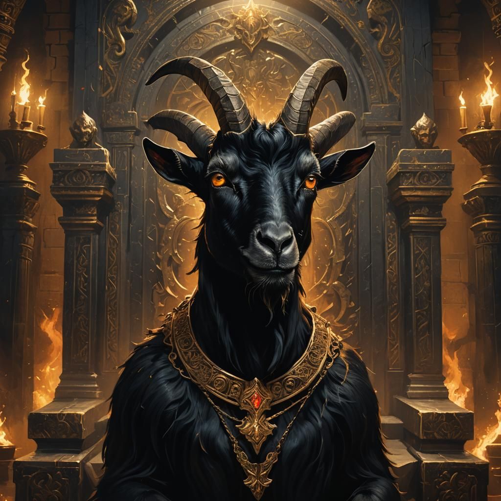 Mystical Black Goat Portrait in Dark Fantasy Style