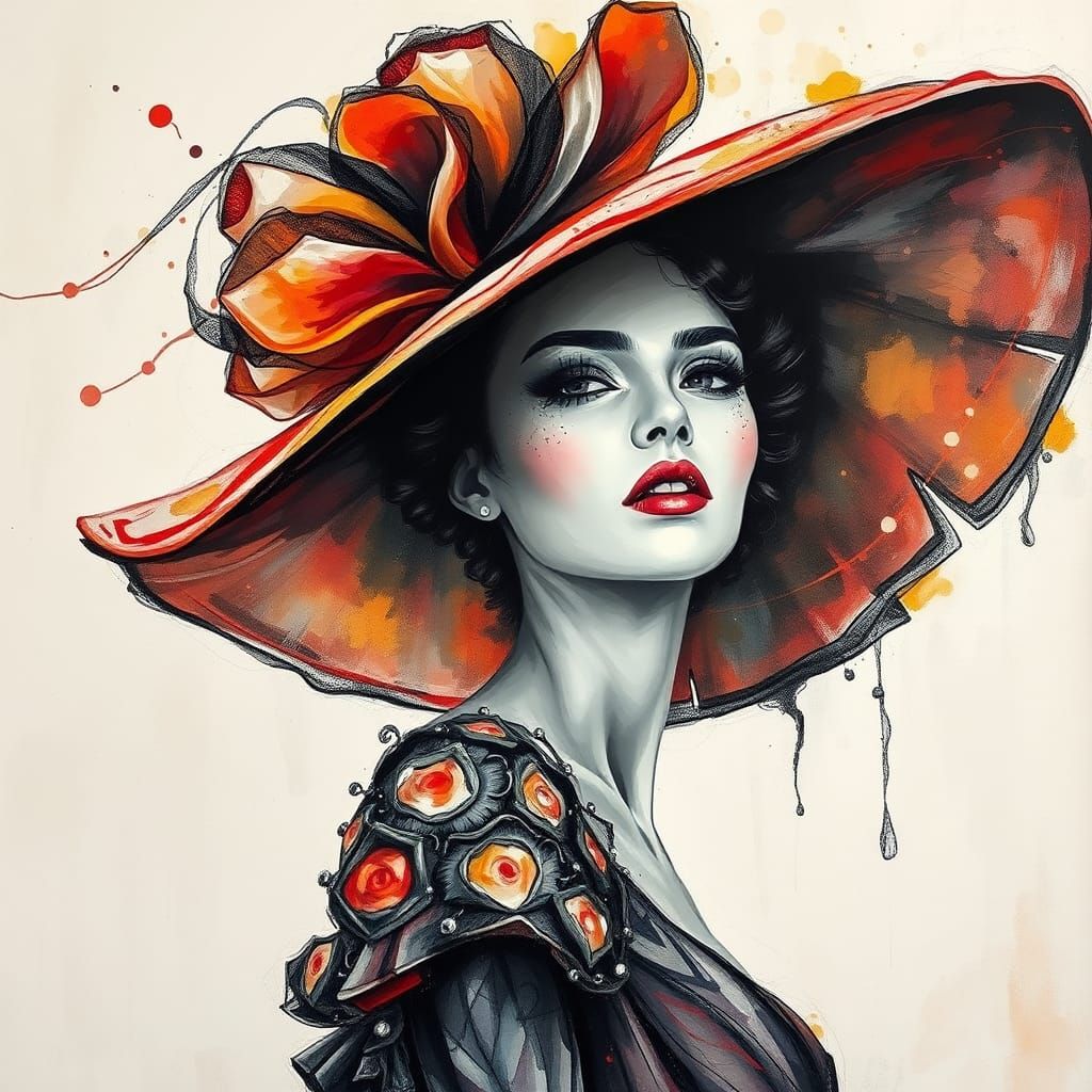 High Fashion Gown with Dreamy Backdrop as Impasto Painting