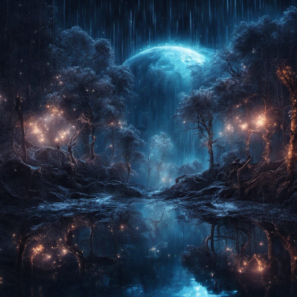 Sparkly Midnight Fantasy World in Cinematic Style