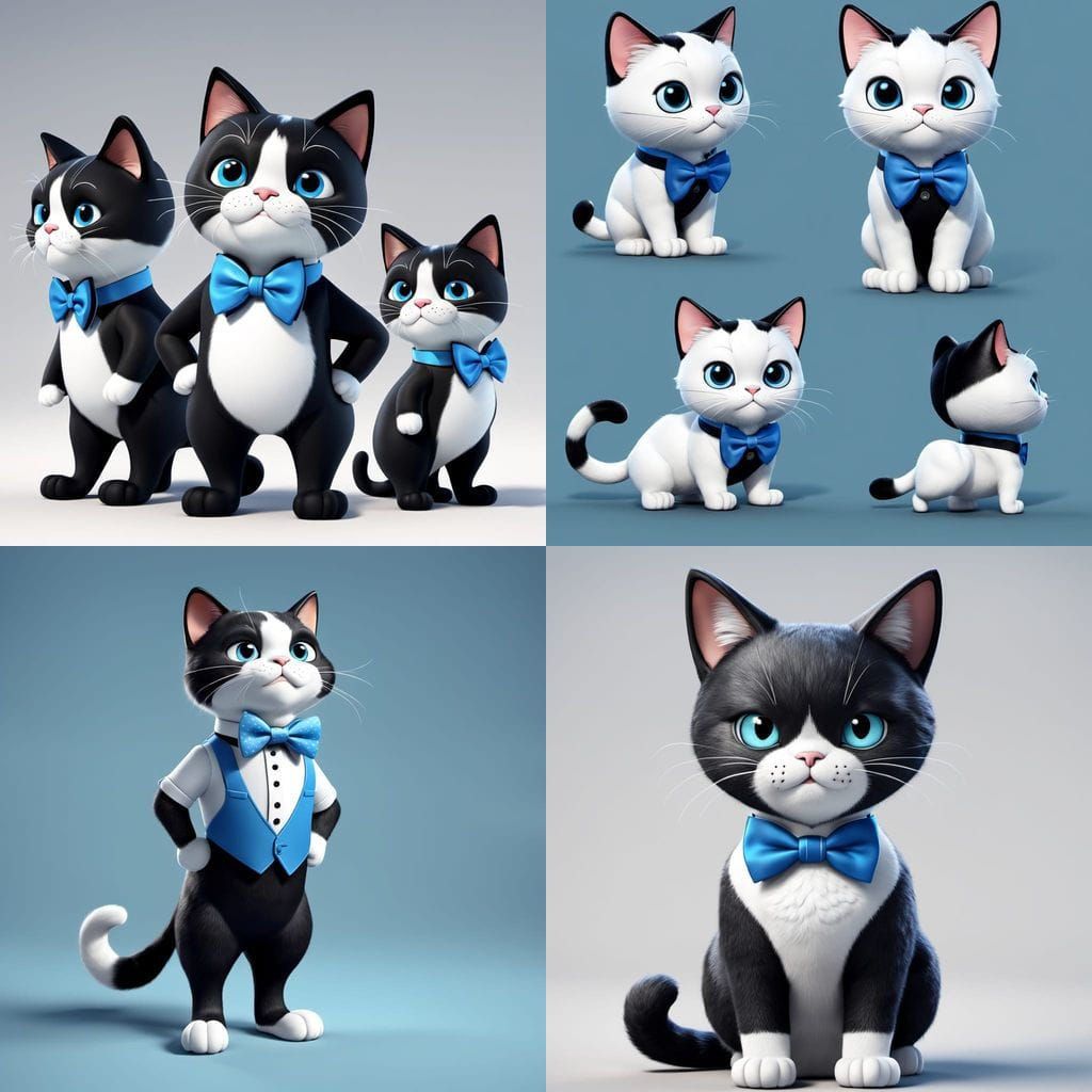 Charming 3D Cat Character with Bow Tie