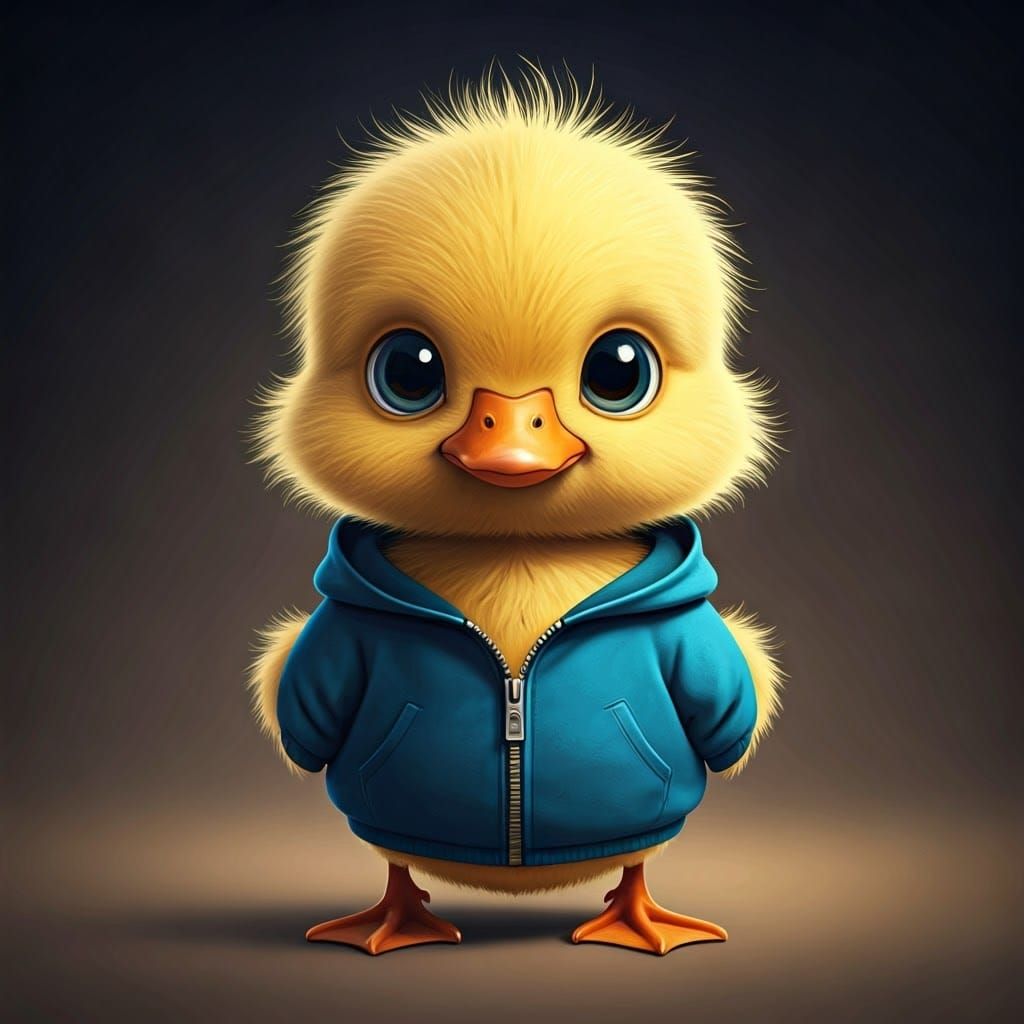 Cartoon Duckling with Hoodie for Children's Illustration