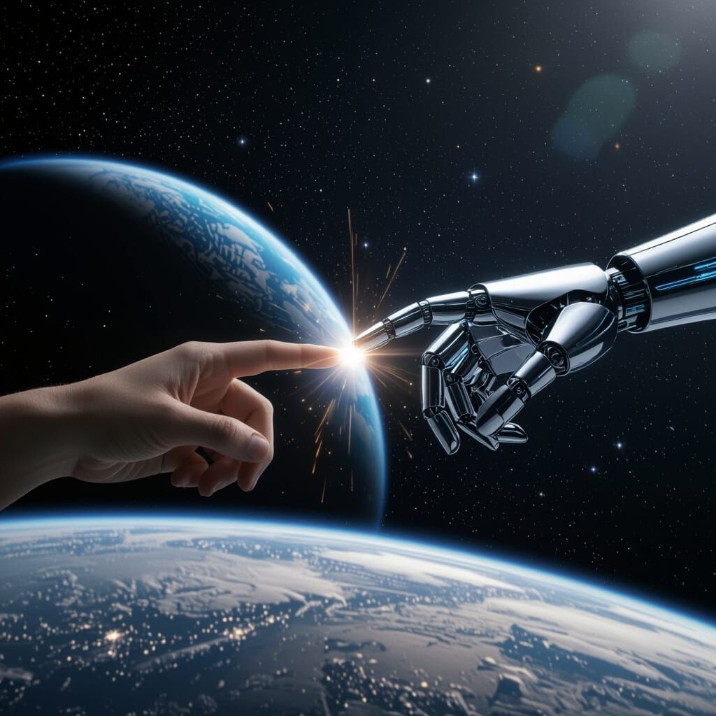 Humanity Meets Android in Creation of Adam Style