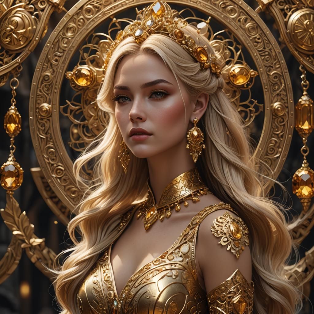 Golden Girl in a Detailed Fantasy Art Painting