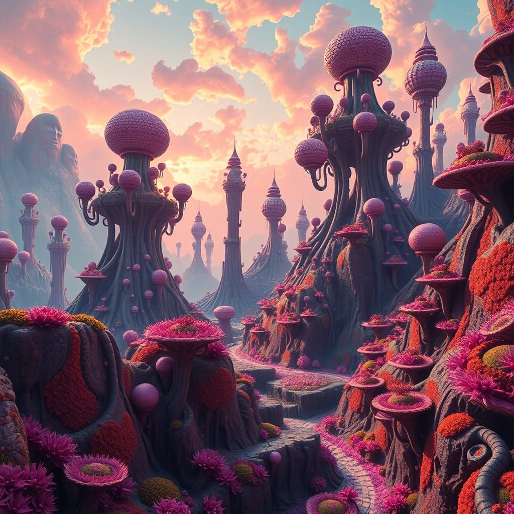 Surreal Futuristic World in Cyberpunk Aesthetic