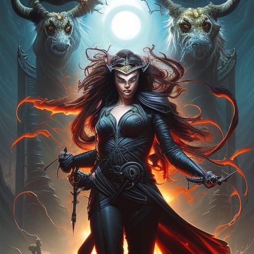 Dark Fantasy Solar Eclipse with Skull and Sunflower