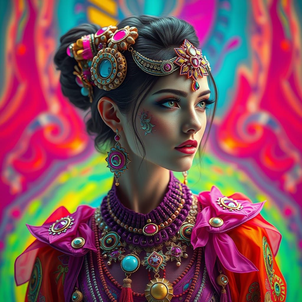 Futuristic Woman Portrait in Hyperrealistic Matte Painting S...