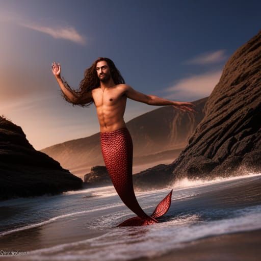 Merman Fantasy Concept Art in Detailed Digital Painting