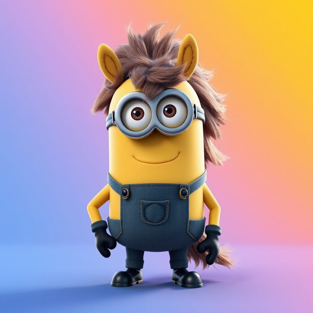 A cute Pixar minion as a hairy centaur. Half minion half hor...