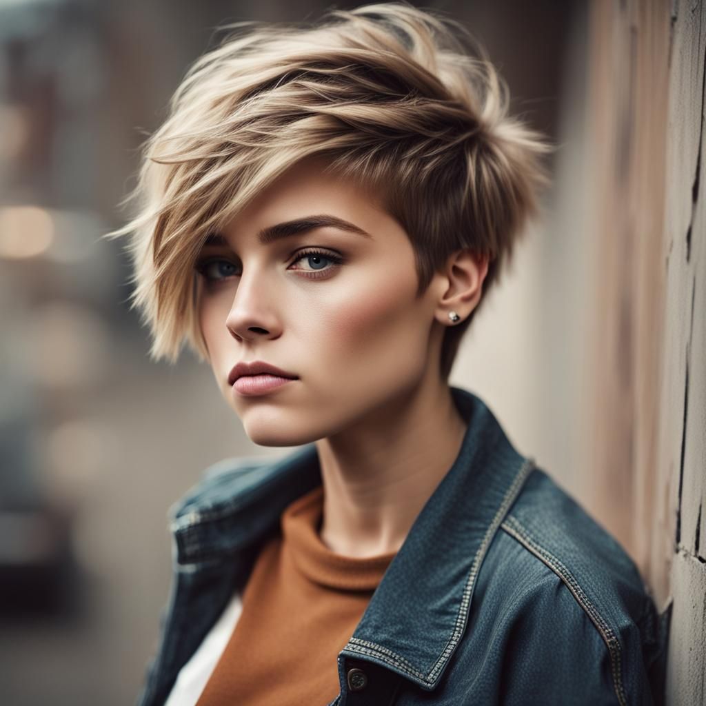 Beautiful Tomboy with Short Hair Portrait