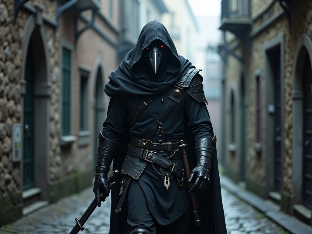 Kenku Crow Paladin in Eerie Alleyway