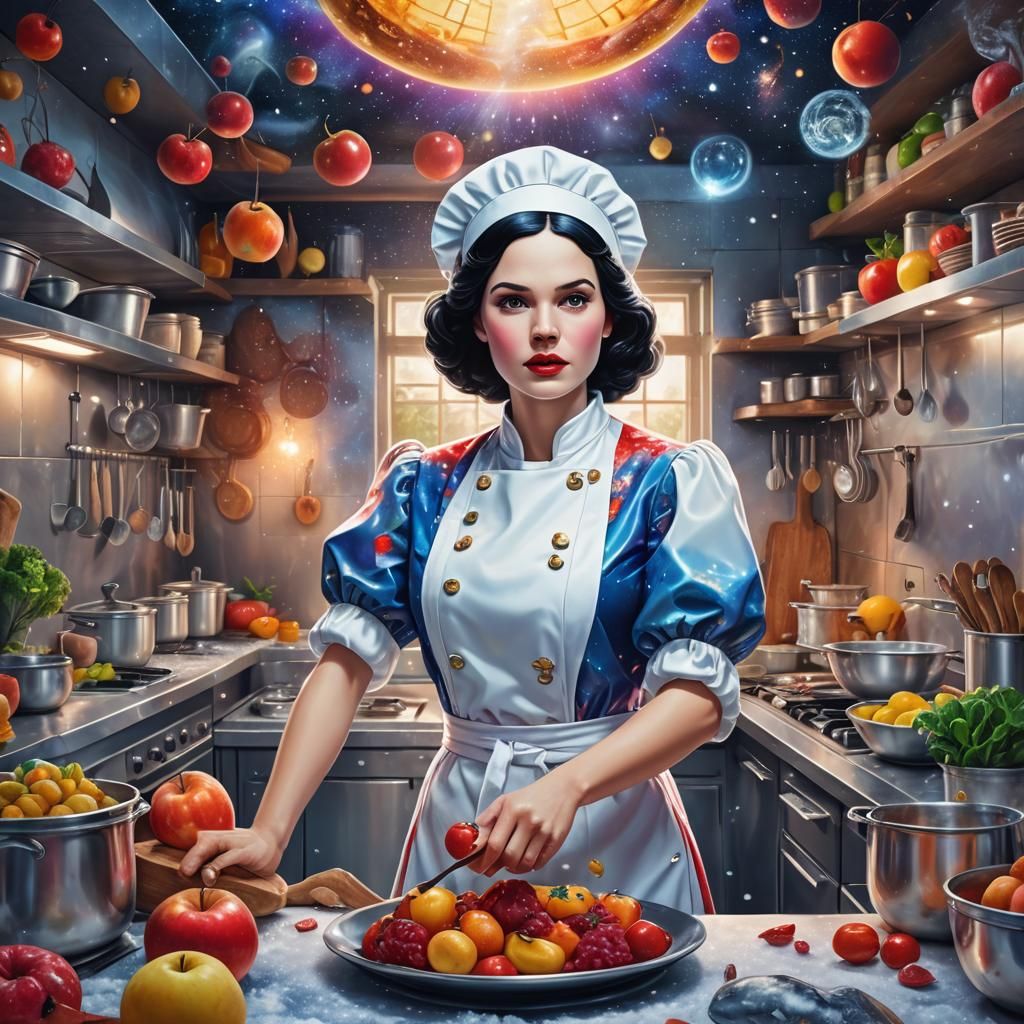 Snow White as Chef: Visionary Kitchen Scene