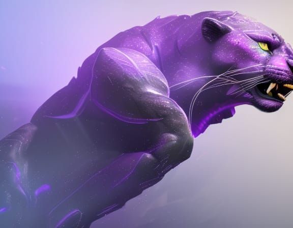 purple crystal panther 8k resolution concept art dynamic lig...