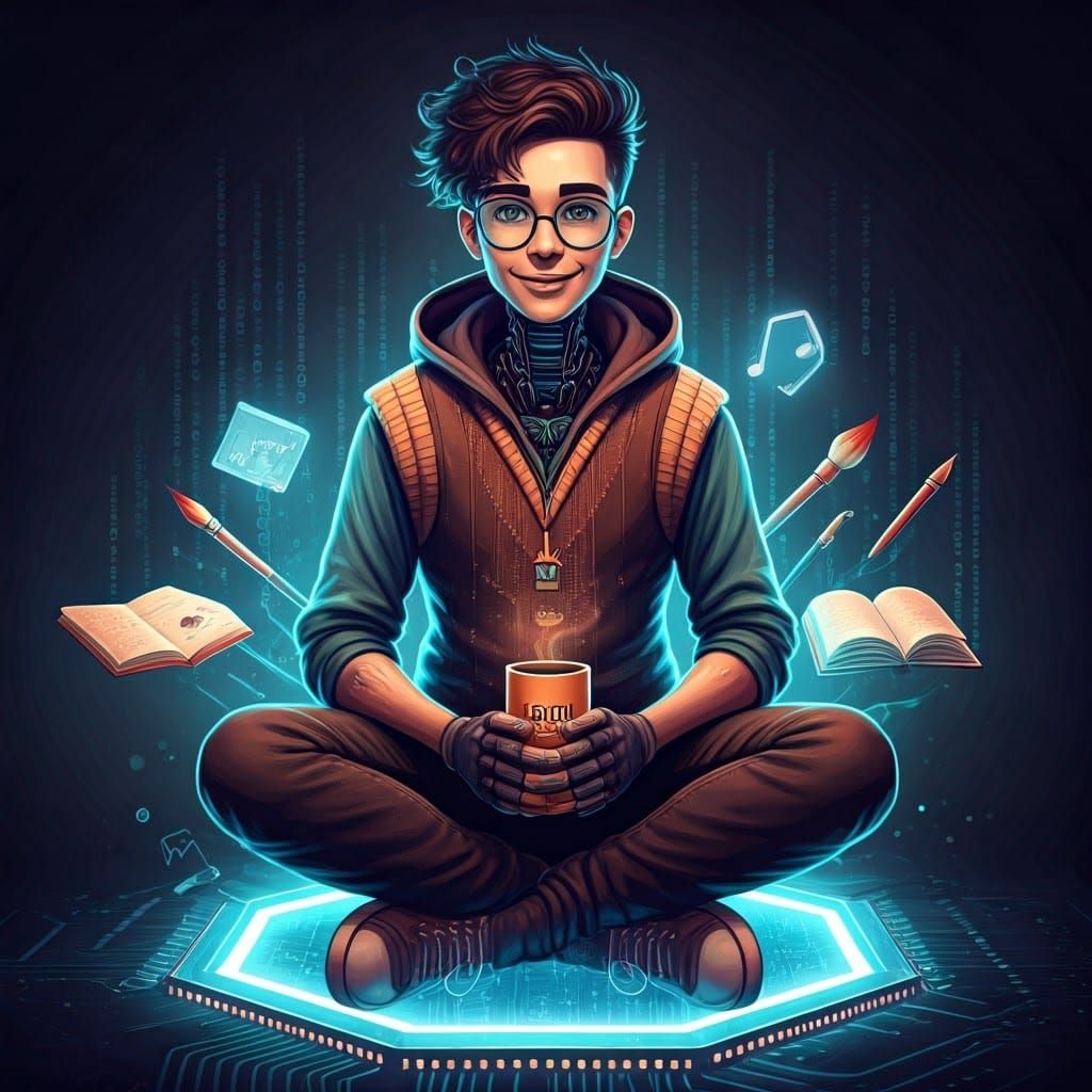 Digital Sage with a Warm, Intelligent Expression