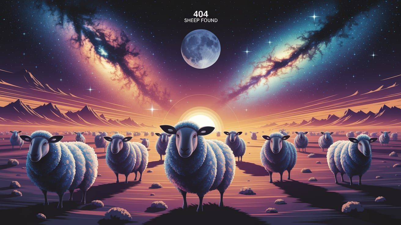 Cosmic Sheep in a Breathtaking Digital Art Illustration