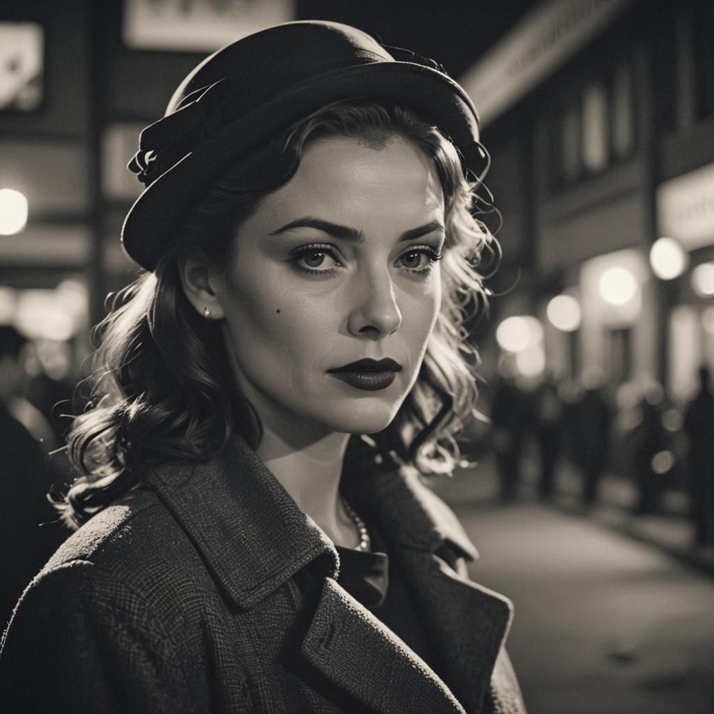 Beautiful Woman in Film Noir Style Photo