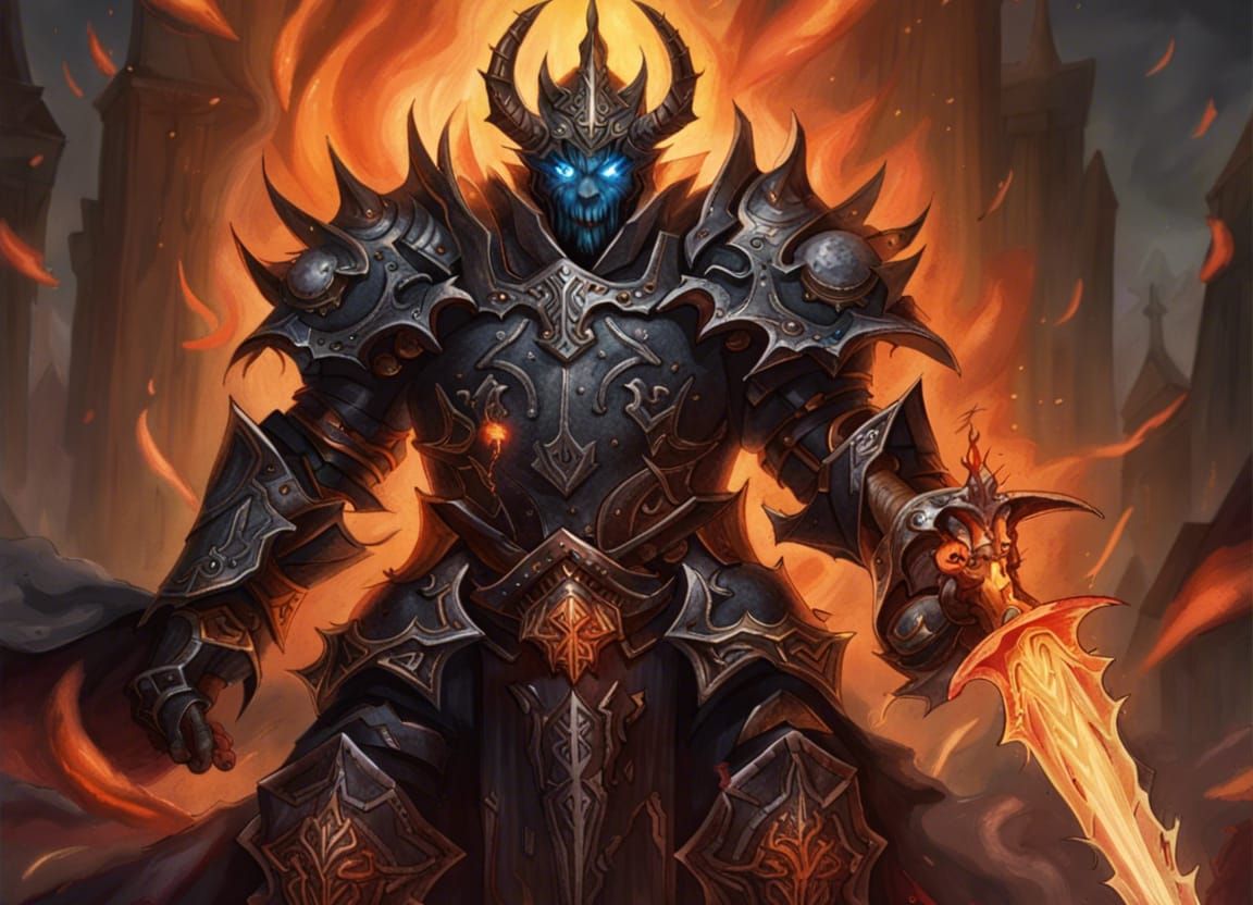 Fearsome Armored Death Knight with Flaming Eyes