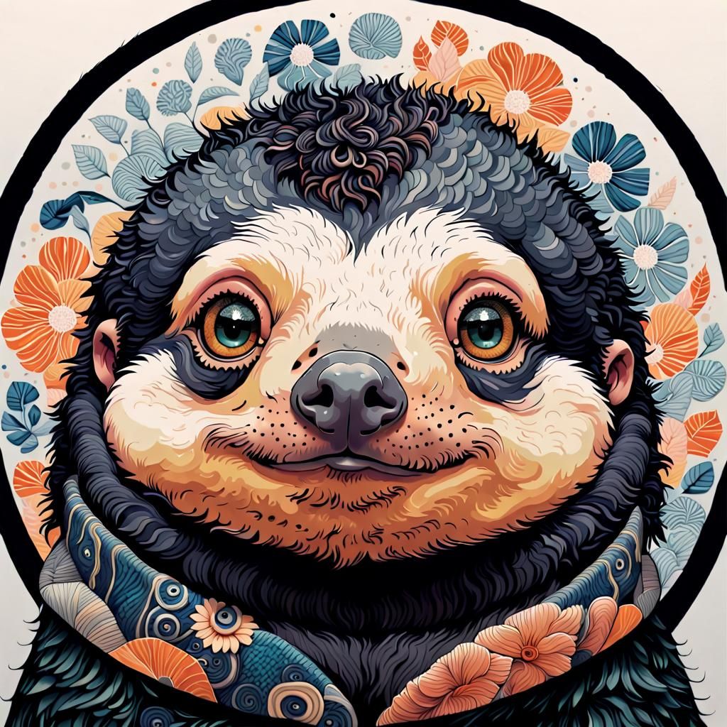 Whimsical Niffler Portrait in Fantasy Zentangle Style