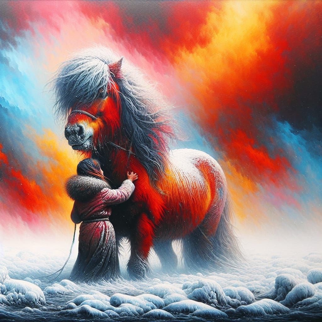 Warmth in the Blizzard: A Tranquil Scene of Mongolian Horse ...