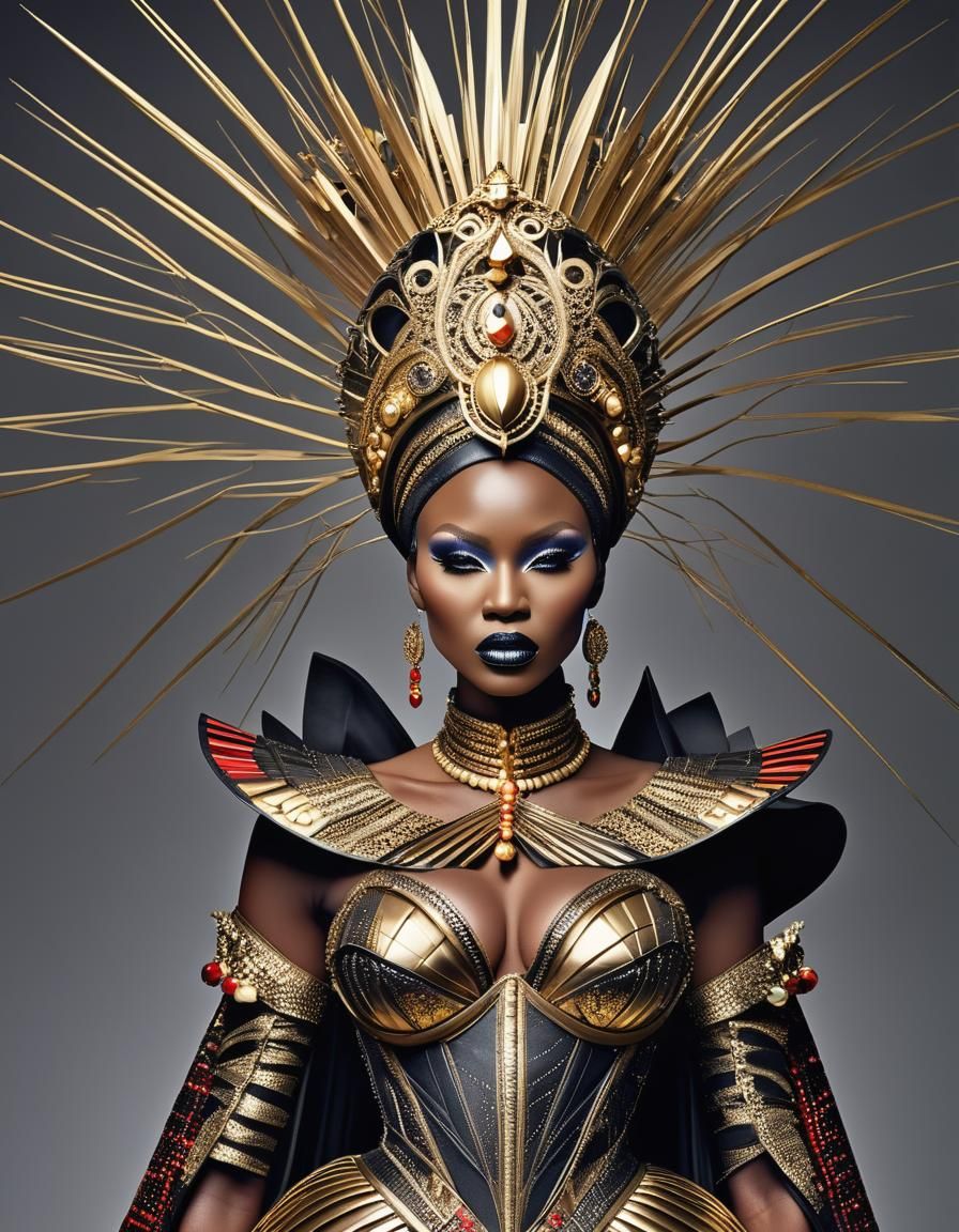 African Queen in Avant-Garde Fashion