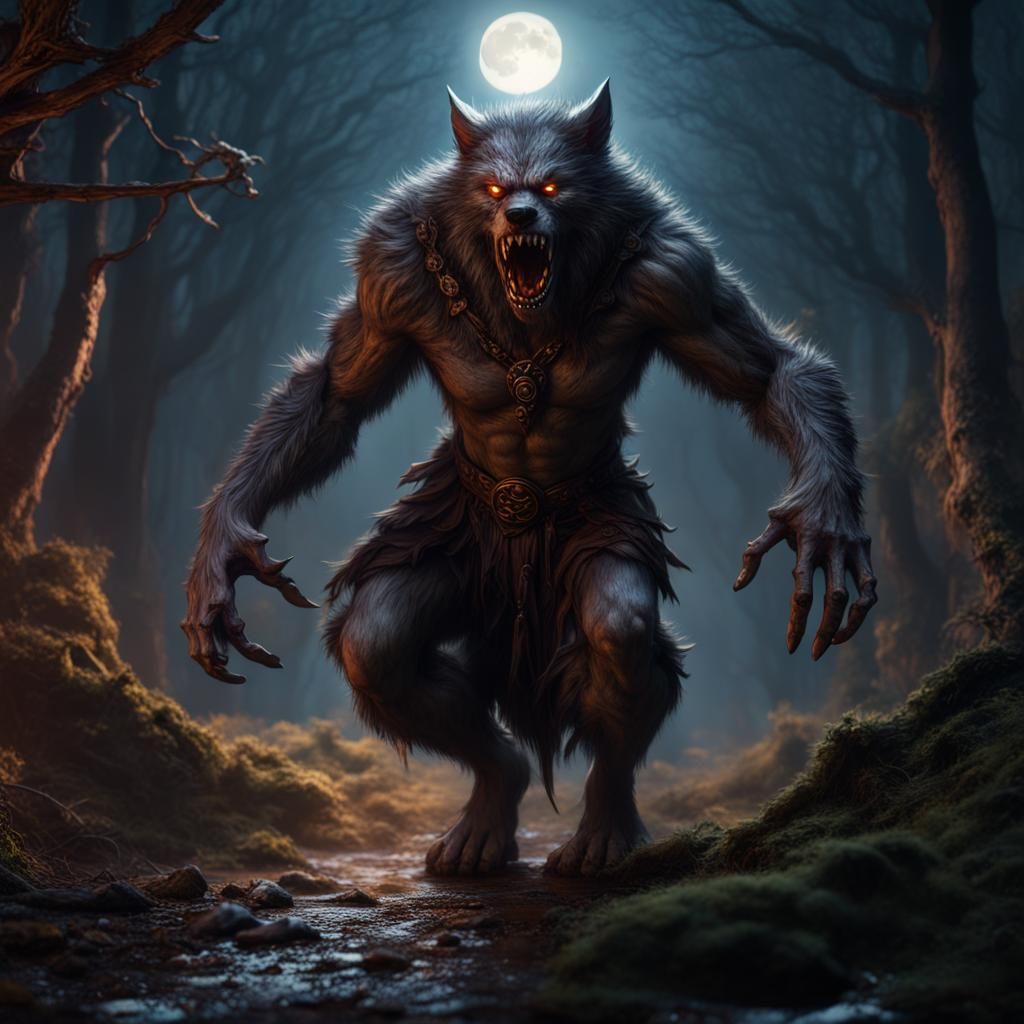 Druid to Werewolf Transformation in Detailed Matte Painting