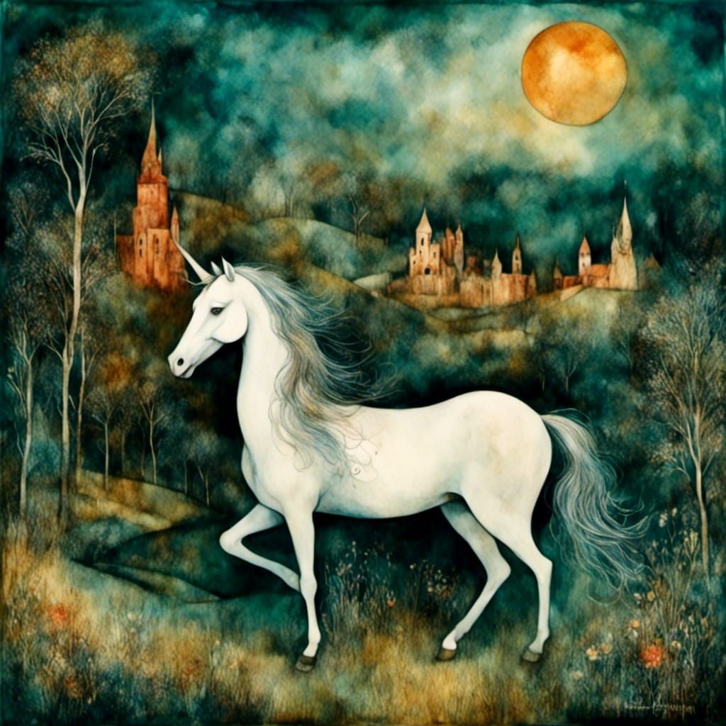 Surreal Tapestry Unicorn Inspired by Magical Realism