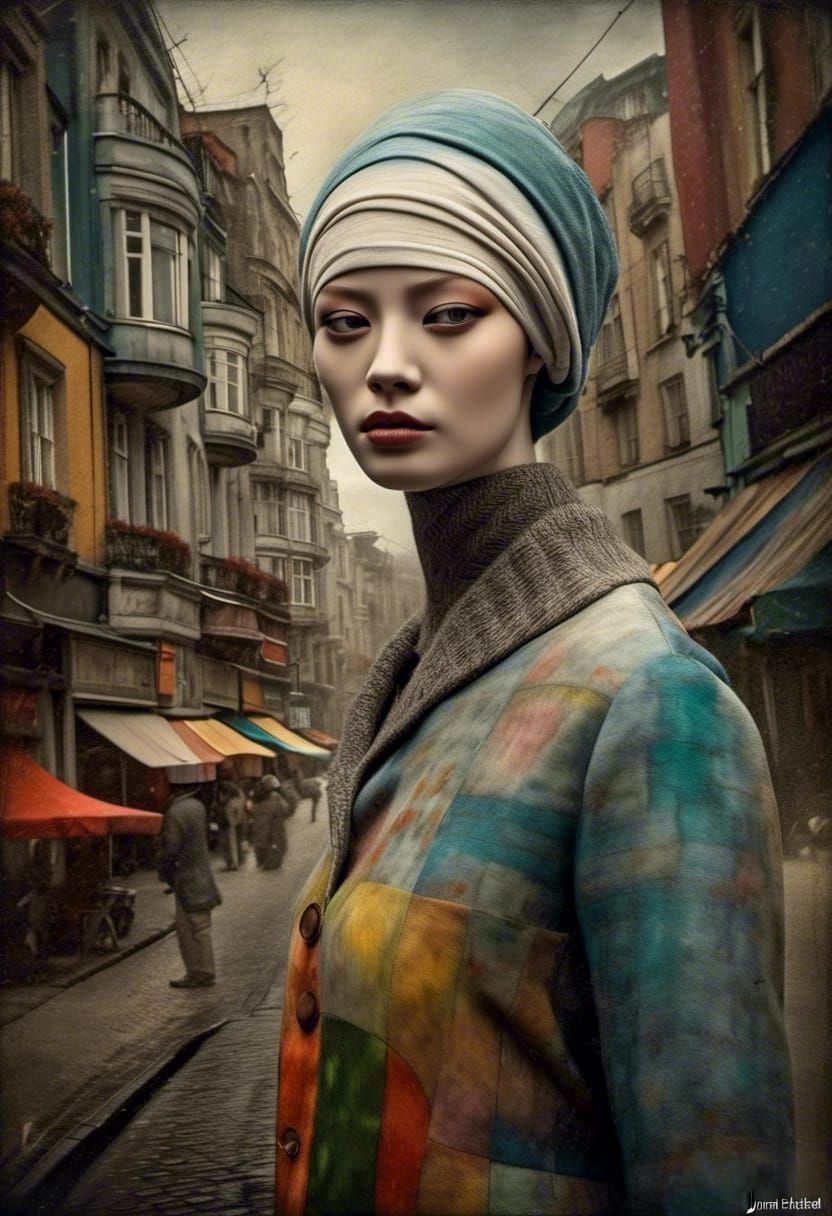 Polychromatic Abstract Cityscape by Kandinsky, Hyperrealisti...