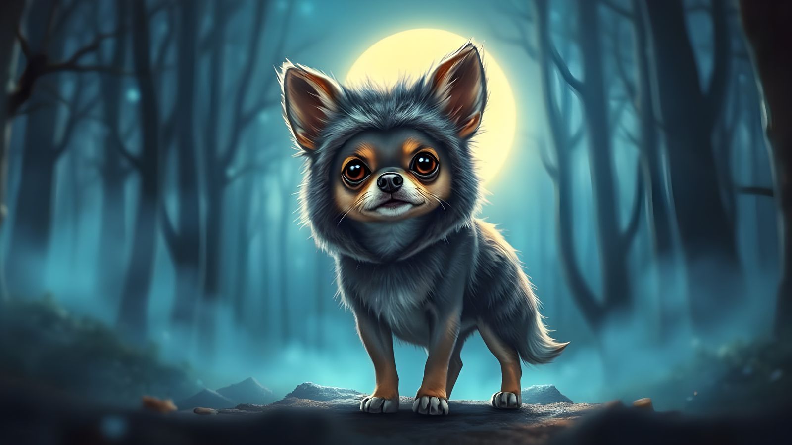 Tiny Dog Poses as Majestic Wolf