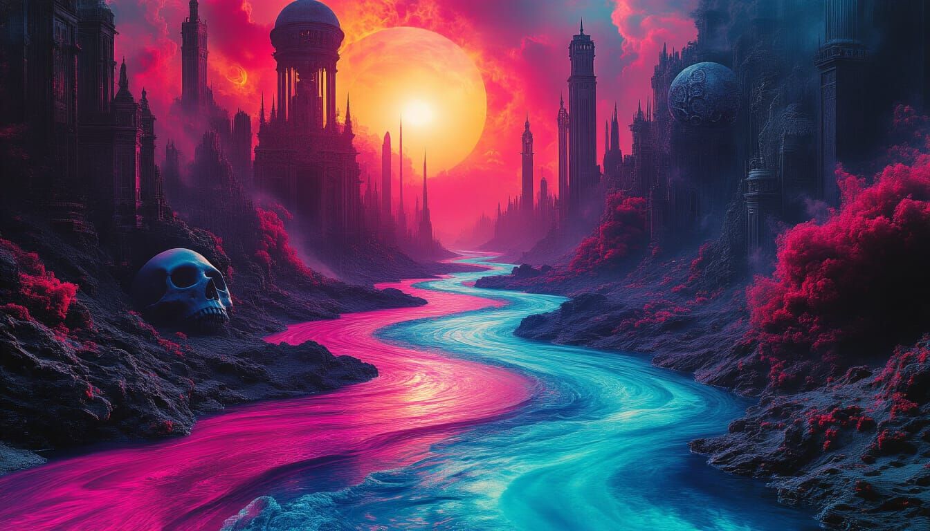 Surreal Collage of Infrared and Negative Daguerreotype Style...