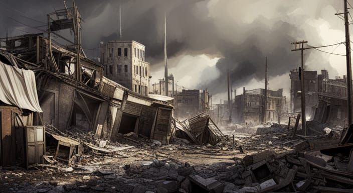 Shebekino Shelling Aftermath: Digital Dystopian Illustration