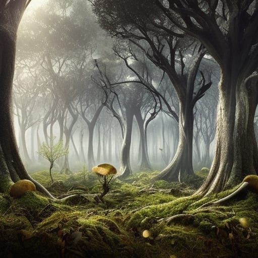 Mushroom Forest: Dramatic Digital Matte Painting