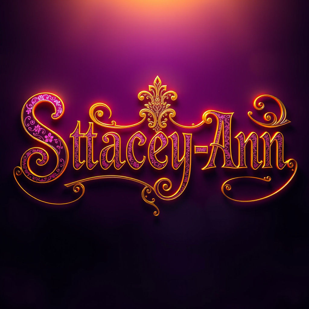 Ornate Gothic Letters with Pink Filigree in Nouveau Style